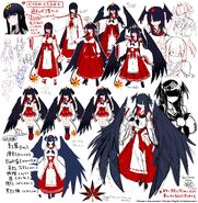 Another concept art of Hiiro's. This time showing previous design options and how her final design came to be.
