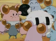 Aliens eating White Bomber's Bomberman onigiri