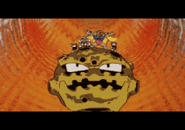 Mujoe, Dr. Mechado and the Hige Hige Bandits on top of Crator