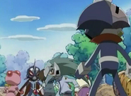 Pretty Bomber (bottom left) along with others take over the fight against Boomerang Max