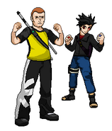 Pixel Art of the redeemed Cole MacGrath with Lee Hatake, prior to PlayStation All-Stars Flash Battle Royale