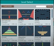 An image of Chaz's Picks on December 8th, 2016, where the map DEATH had its playing platforms changed to black. Other maps at the time also had their platforms all changed to black, such as 'all men for himself' by deneox and the recently removed from Chaz's Picks at the time, 'death hall' by diamonds n cheese.