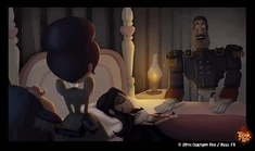 María in a deleted scene with her parents (General Posada and Dora Luz Ramirez) and Joaquín Mondragon.
