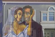 A mural of Robert (or his son) on his wedding day.