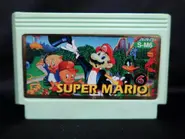 A later reprint authored by Realtec, as indicated by the three digit code "S-M6" on the cover. The label uses artwork from a Six Flags AD, while also having Mario's face lifted from the gamebook "Dinosaur Dilemma" from the "Nintendo Adventure Books" series being plasttered onto Bugs Bunny's head.