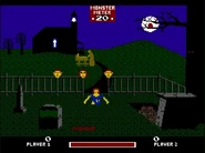 Gameplay of the 'Graveyard' level. Notice the bar at the bottom of the screen that represents the time the player has left.