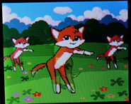 The "Dancing Foxes" intro screen seen on some systems, such as the "SY-889" handheld.
