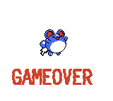 The Game Over screen, featuring a Marill.