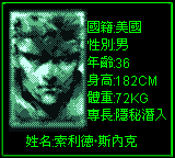 Solid Snake's character screen.