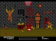 The 'GAME OVER' text that showed up when the player lost on the 'Torture Chamber' level. Notice how the bar at the bottom is completely empty.