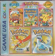 A Pokemon 5 in 1 that includes 'Pokemon Adventure' along with other various Pokémon bootlegs.