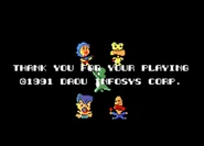 End Screen (original, English version simply adds credits to Innovation and changes Dooly's friends into dinos)