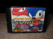 A cartridge named "Super Sonic 1998 Sonic 6" featuring artwork from the book "Where's Sonic Now?".