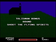 The screen that shows up after clearing the secret message, telling the player to 'SHOOT THE FLYING SPIRITS'.