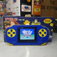 PVP 2 (DW-02), displaying the "Simon Wai" beta of Sonic the Hedgehog 2. (Radica-based)