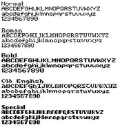 Small fonts from PCPaint.