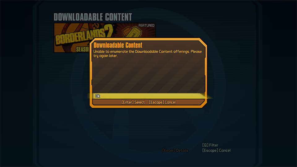 Forum Unable To Enumerate Downloadable Content Offerings Borderlands Wiki Fandom