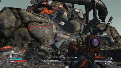 Route up the rubble.