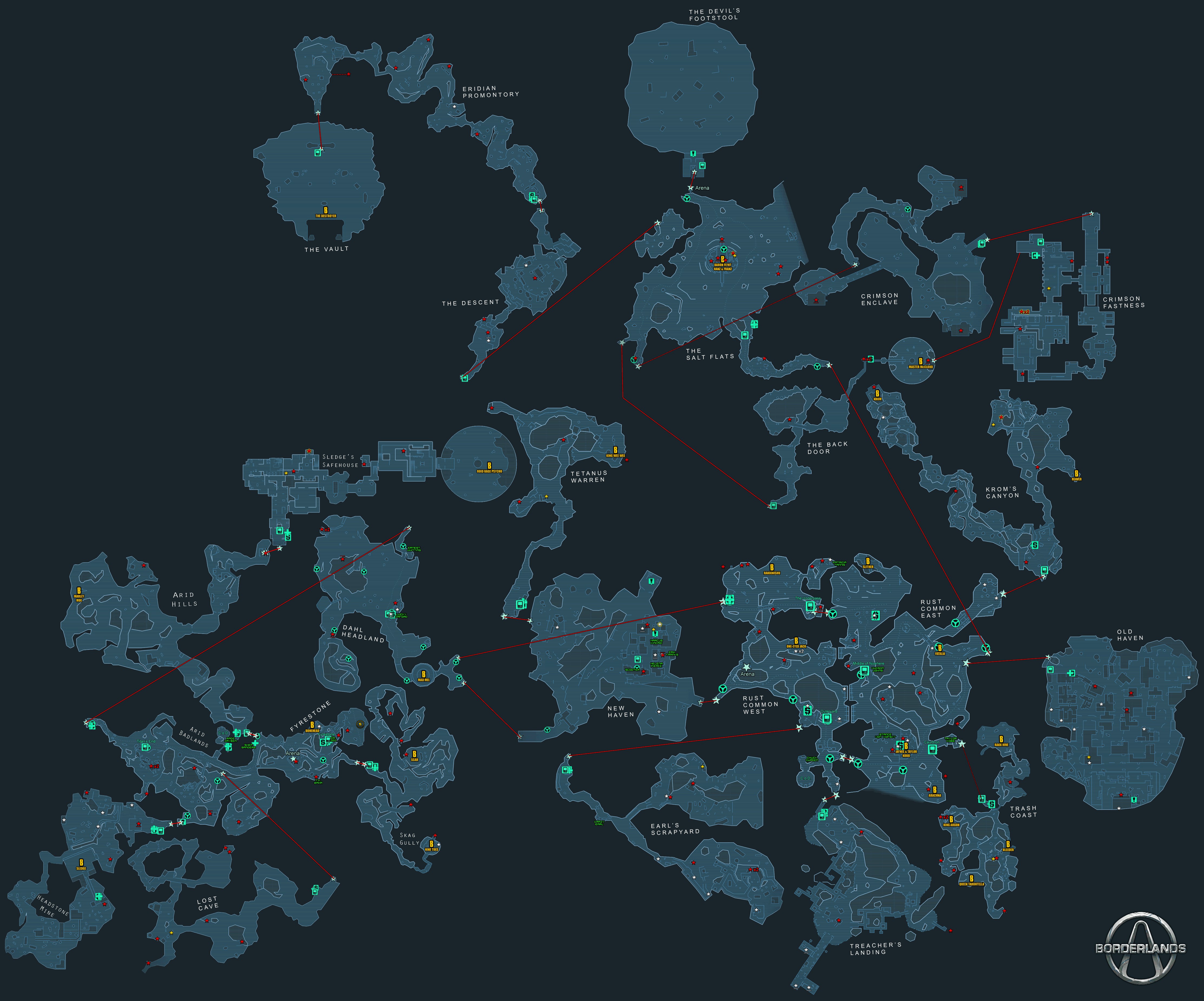 Games map ru. Карта Пандоры Borderlands 1. Вся карта Borderlands 2. Карта игры Borderlands 1.