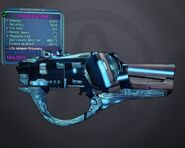 A Gemstone Maliwan SMG produced by the Sniper Rifle loot table bug. Note the badly aligned material