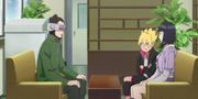 Hinata with Shino and Boruto.