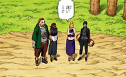 Choji, Ino, Sai and Karui waiting for their children