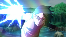 Sarada practices Chidori.