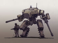 A soldier alongside a mech