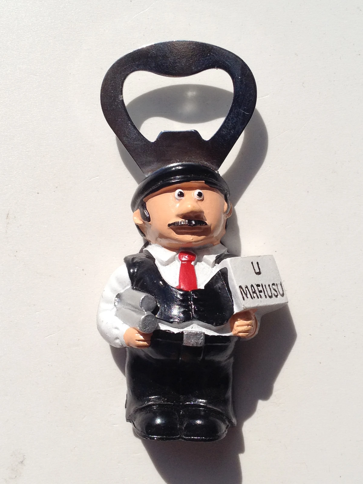 U Mafiusu gypsum bottle opener in the shape of a male figure Bottle