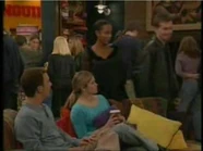Cory, Topanga, Shawn, and Angela in the student union in season 7.