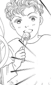 Tsukasa eating okonomiyaki