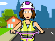 Cassie is shown as an example of wearing a safety vest in Bicycle Safety.