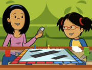 Mia and Annie Play a Board Game