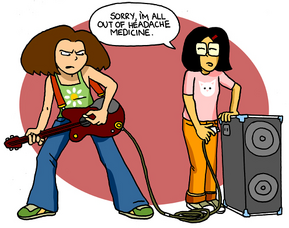 Rita pulls the plug on Cassie's amplifier.