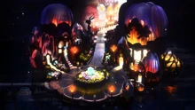 Florem's City Entrance at night.