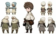 Concept art featuring Tiz (center).