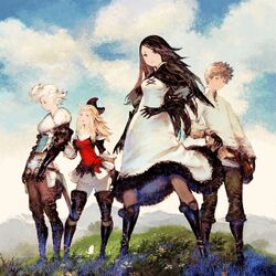 The main characters Ringabel, Edea, Agnès, and Tiz (from left to right).