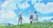Edea, Magnolia and Tiz in the opening FMV.