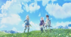 Edea, Magnolia and Tiz in the opening FMV.