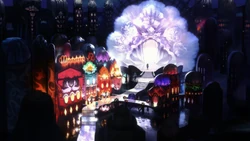 Florem Plaza at night in the HD Remaster.