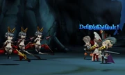 Tiz, Agnès and Edea in battle.