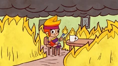 Amber vista na divulgação da atualização opcional de outubro de 2020. Faz referência ao meme "This is fine"