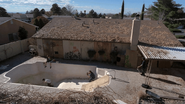 The backyard pool having been turned into a skateboard hangout ("Blood Money")