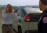 Walt angrily ranting at the cop who pulls him over ("Caballo Sin Nombre")