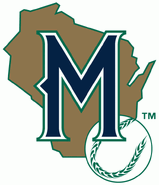 1997 - 1999 Blue and green M on gold Wisconsin and a baseball