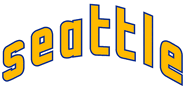 1969 Lowercase seattle in yellow with blue outline
