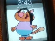 Tanya disguised as Caroline Thetford on the lock screen of Brian's iPod Touch 2G.