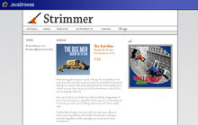 "Strimmer: I needed some fake websites that would be seen fleetingly in one shot that lasts about 3 seconds. So, obviously, I made actual pages with readable text and everything. This one is basically Pitchfork, and features more photos nicked off Pete Reid's photostream."