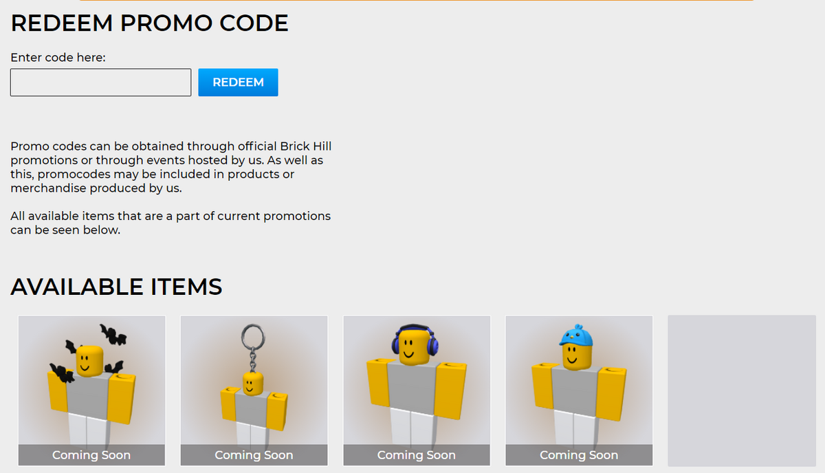 Código promocional, Roblox Wiki