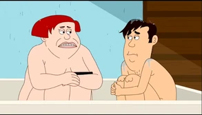 2 fatties share a bath tub